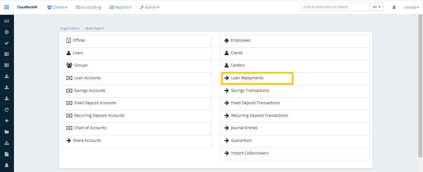 Bulk Import - Loan Repayment
