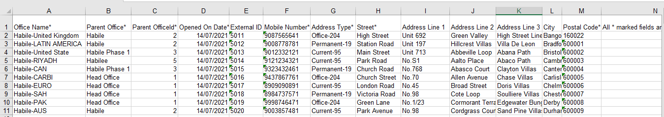 Bulk Import - Office - Data