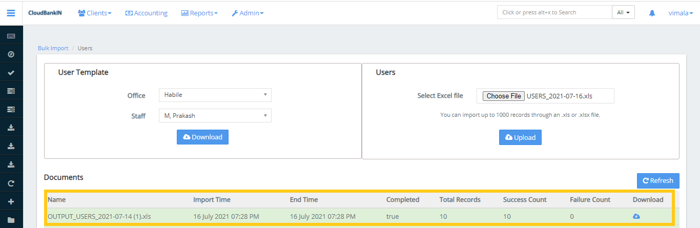 Bulk Import - User - Data Import