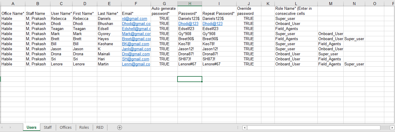 Bulk Import - User - Data