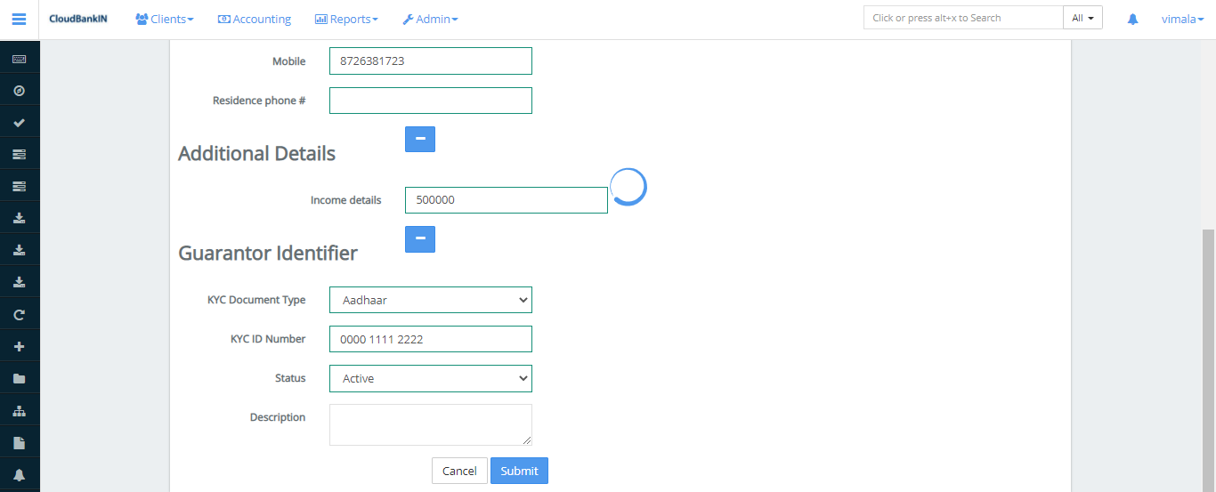 Create Loan - Guarantor Additional Details