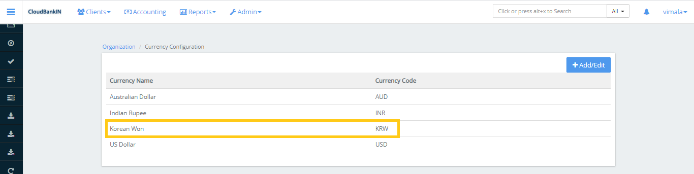 Currency List