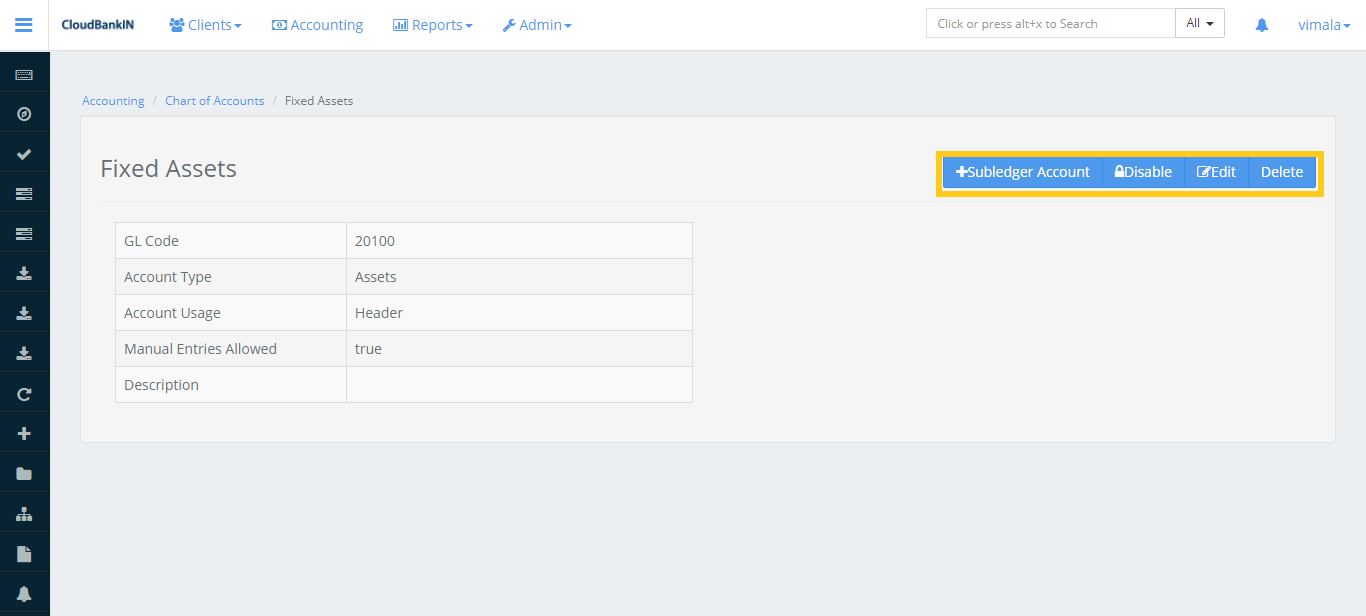 Chart of Accounts - Add Subledger